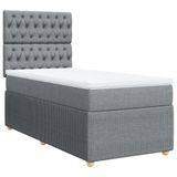 vidaXL Boxspringbed met matras, lichtgrijs, 100x200 cm, gestoffeerd