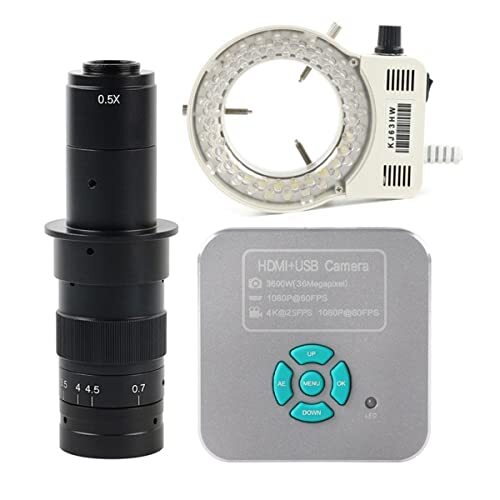 XuuSHA microscoop accessoires kit dia voorbereiding camer 36MP 4K 1080P 60FPS USB Digitale Industriële Video Microscoop Camera C Mount Microscoop accessoires (Kleur: met 180X Lens Light)
