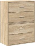 vidaXL Commode met 4 lades 2 stuks 60x31x40 cm hout bewerkt eiken sonoma