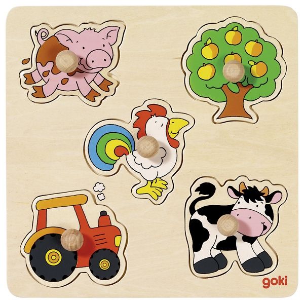 Goki 57546 - Puzzel - Multicolor - Hout - Boerderij - 1 jaar+