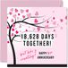 Grappige 51e verjaardagskaart voor vrouw of echtgenoot - 18628 dagen samen - I Love You cadeaus, gelukkige 51e huwelijksverjaardagskaarten voor partner, 145 mm x 145 mm wenskaarten voor eenenvijftig jubilea