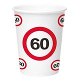 Folat 60 Jaar Verkeersbord Papieren Bekers 350ml - 8 stuks