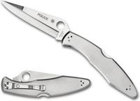 Spyderco Police Model Signature Mes met 4,15 inch VG-10 stalen blad en premium roestvrij stalen handvat - PlainEdge - C07P