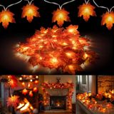 Huttutu Herfst Slingerlichten - 2-delige Set 20FT 40 LED Esdoornblad Lichtjes - Batterijgevoed - Geschikt voor Halloween en Herfstdecoratie - Binnen en Buiten