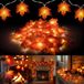 Huttutu Herfst Slingerlichten - 2-delige Set 20FT 40 LED Esdoornblad Lichtjes - Batterijgevoed - Geschikt voor Halloween en Herfstdecoratie - Binnen en Buiten