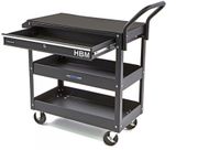 HBM Deluxe 3 Laags Universele Gereedschapswagen Met La en Rek - Zwart