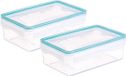 5Five Boîte de conservation TRITON - 2x - couvercle avec clips latéraux - plastique - hermétique - 20 x 13 x 7 cm - 1200 ml - transparent/bleu