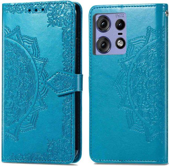 iMoshion Hoesje Motorola Edge 50 Pro - Mandala Bookcase - Turquoise - Met Pasjeshouder