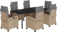 vidaXL Ensemble de jardin 7 pièces avec coussins, polyrotin, beige