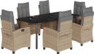 vidaXL Ensemble de jardin 7 pièces avec coussins, polyrotin, beige