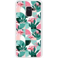 Samsung Bedrukt siliconen hoesje compatibel met Galaxy A8 2018 Flamants Roses géométrique