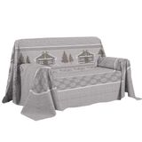 PENSIERI DELICATI Bankhoes 180 x 290 cm, gemaakt in Italië, sprei van 100% puur katoen, patroon chalet beige, ideaal als banksprei, bankplaid of zomersprei (eenpersoonsbed)