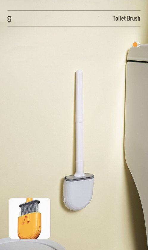 LifeLoom® LifeLoom Siliconen WC Borstel Oranje | Eenvoudig ophangsysteem | incl. gratis ophang-haak voor spons of handdoek | Toiletborstel - Toiletborstel met Houder - Flexibel voor in alle hoeken en bochten
