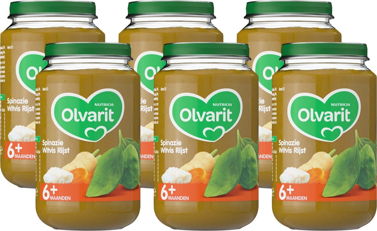 Olvarit 6 m+ Spinazie Witvis Rijst 6 x 200 g