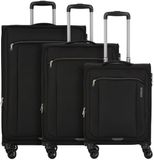 American Tourister Avantour 4 wielen Kofferset 3-delig Zachte bagage TSA slot black