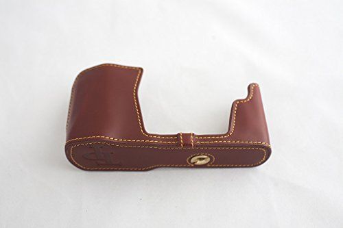 TP Handgemaakte Echt Lederen Half Camera Case Tas Cover voor Olympus OM-D E-M5 EM5 Bruin Kleur