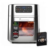 MasterPRO Foodies Heteluchtfriteuse, 10 liter, 1700 W, met venster en digitaal led-touch-display, 8 kookprogramma's, energiebesparend, instelbare temperatuur