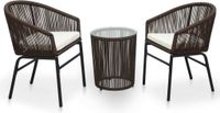 Maison Exclusive Ensemble de bistro 3 pièces avec coussins rotin PE marron