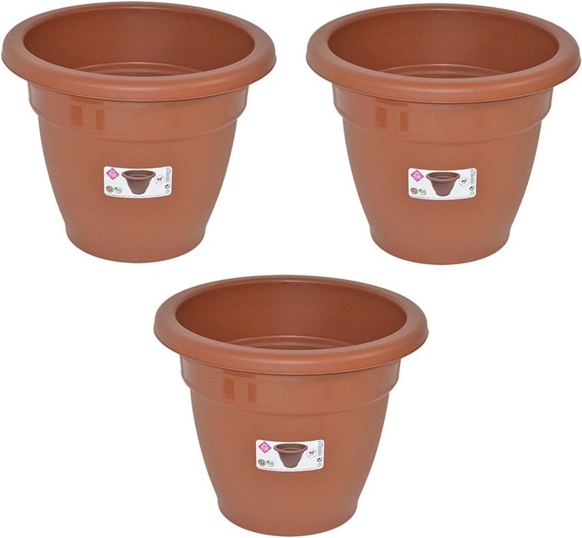 Hega Hogar Set Van X Stuks Terra Cotta Kleur Ronde Plantenpot Bloempot Kunststof Diameter Cm