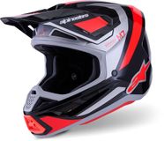 Alpinestars S-M7 Rise Zwart Zilver Rood Crosshelm - Helm