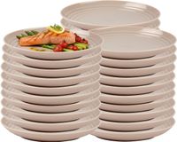 Plasticforte Assiette ronde de camping - 30x - incassable - D25 cm - beige - plastique - bbq - anniversaire