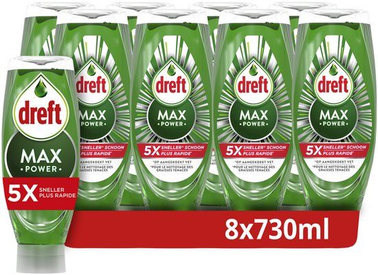 Dreft MaxPower Vloeibaar Afwasmiddel - 8 x 730 ml