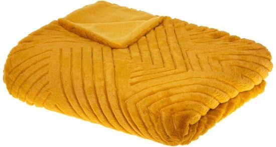 Plaid 230 cm x 180 cm Brie Geel - Geel - Polyester