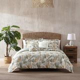 Tommy Bahama Kingsize dekbedovertrekset, zacht katoenen beddengoed met bijpassende shams, tropische woondecoratie met effen achterkant (Raw Coast Green, King)