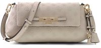 GUESS Carmella Flap Crossbody Bone Logo Taupe Schoudertas