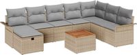 vidaXL Tuinbank Set Beige Polyrattan 2-zits