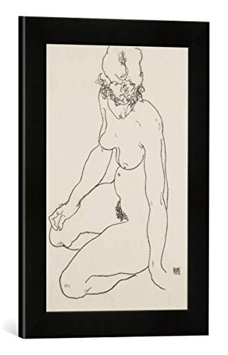 kunst für alle Ingelijste afbeelding van Egon Schiele Seated Female Nude, 1918", kunstdruk in hoogwaardige handgemaakte fotolijst, 30x40 cm, zwart mat