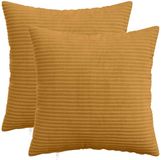 vidaXL Kussensloop 2 stuks HEERLEN Geel 50 x 50 cm corduroy