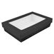 25 Thepack 25 stuks - boxen + deksel met venster, 1300 ml, 250 g/m² + Opp 21 x 14 x 5 cm, zwart, nano-micro golfkarton