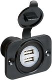 Lampa prise encastrable 2x USB 12/ 24 Volt - 2100mA - 60x43mm - capot de protection