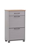 Schildmeyer Jelda schoenenkast, platinagrijs/eiken landhuisdecoratie, 62 x 34,1 x 102 cm