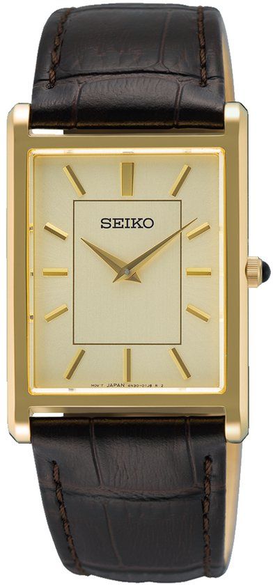 Seiko SWR106P1 Herenhorloge - Goudkleurig - Analoog - Leer