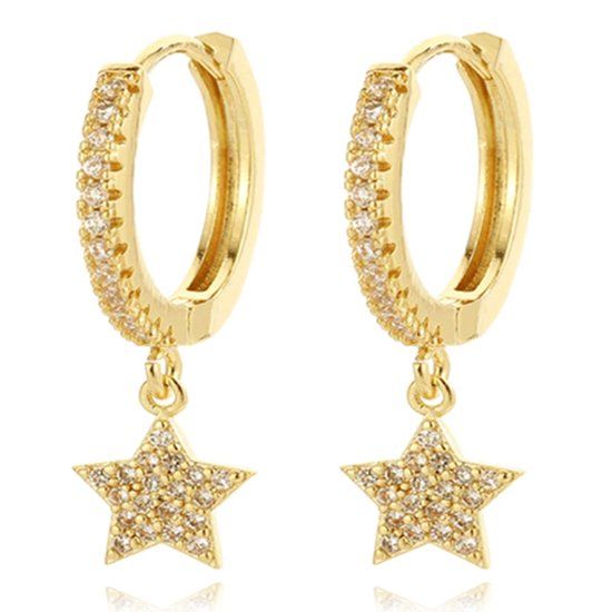 LGT JWLS Lookinggoodtoday LGT JWLS Oorringen met Ster Hanger - Star Goudkleurig