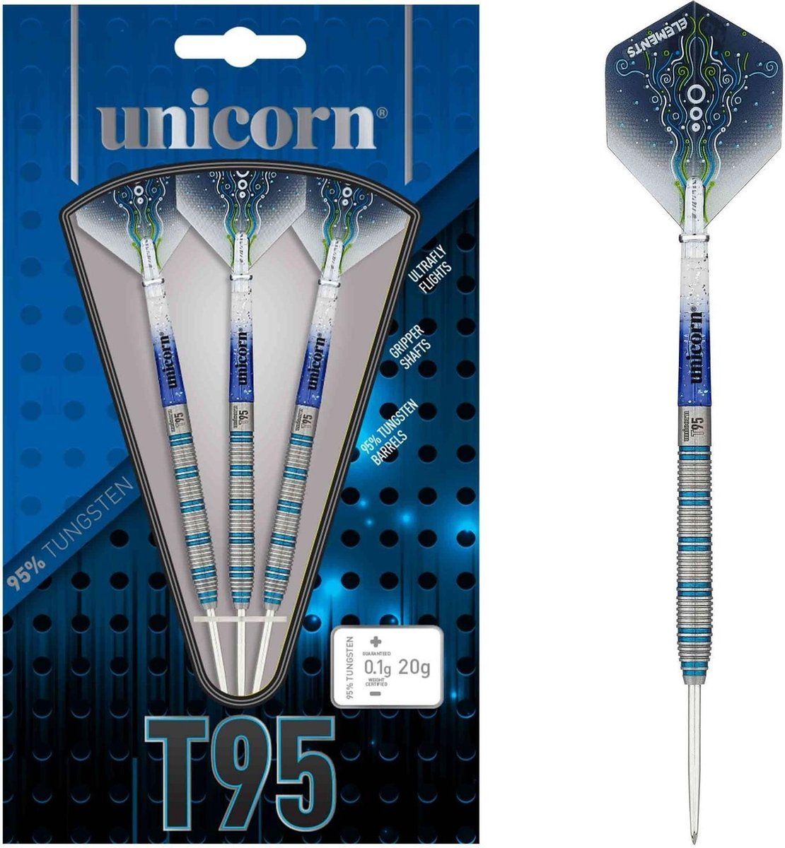Unicorn Core XL T95 Steeltip Dartpijlen - 24g - Zilver