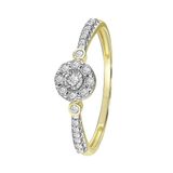 Lucardi Dames 14K geelgouden entourage ring 23 diamanten 0,10ct