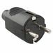 Zwarte rubberen stekker 10/16A, robuust, voor veilige en veelzijdige elektrische verbindingen in verschillende omgevingen.