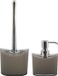 MSV Toiletborstel in houder/zeeppompje - badkamer set Aveiro - kunststof - beige