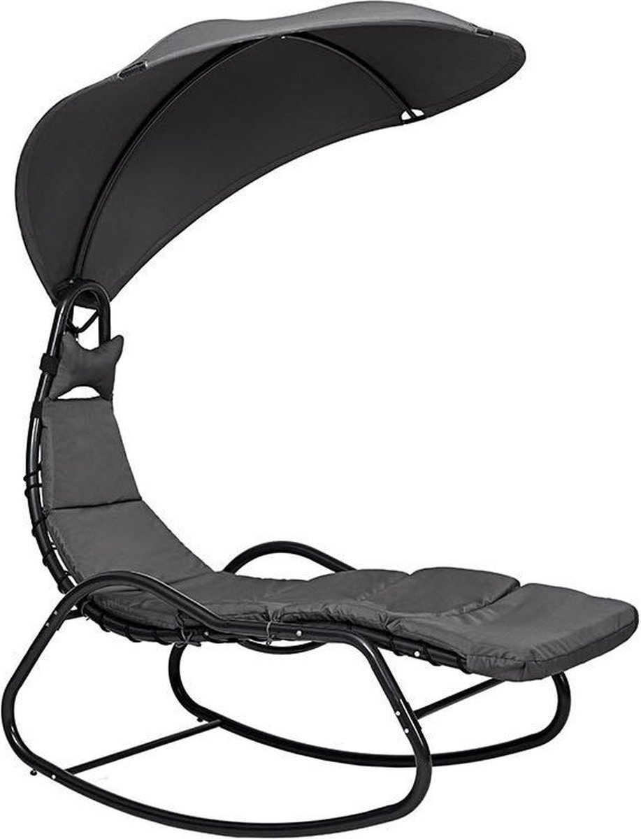 borvat Borvat® | schommel ligstoel met parasol | Donkergrijs