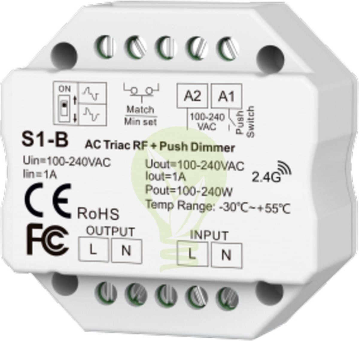 MiBoxer TRI-C1 AC Triac RF+Push Dimmer - Wit