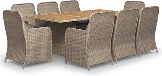 vidaXL 9-delige Tuinset poly rattan bruin