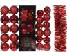 Decoris Kaemingk B.V. Kerstversiering set - rood - 41 stuks - kunststof - kerstballen, ornamenten en folie slinger