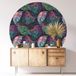 Botanique Sticker Mural Rond / Cercle - Motif Botanique - Diamètre 150 Cm - Adhésif + Protection Brillante