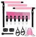 StarTech Fitnessset - Pilatesstang met schroefsluiting - 18-delig - Instelbare weerstand tot 82 kg - 6 weerstandsbanden - Handgrepen, enkelbanden en deuropzetstuk - Roze