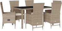 vidaXL 7-delige Tuinset met Kussens Poly Rattan Beige