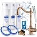 Aquaphor Kristall H onderbouw waterfilter met Ari Retro 2 drieweg keukenkraan, antiek messing, waterontharder K3, Kh, K7, 2 litre/min