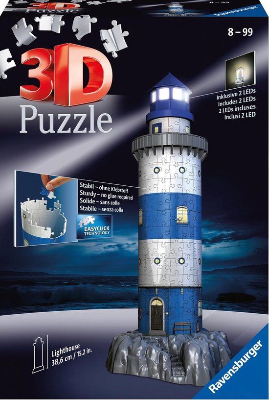 Ravensburger Vuurtoren Night Edition - 3D Puzzel - 216 Stukjes